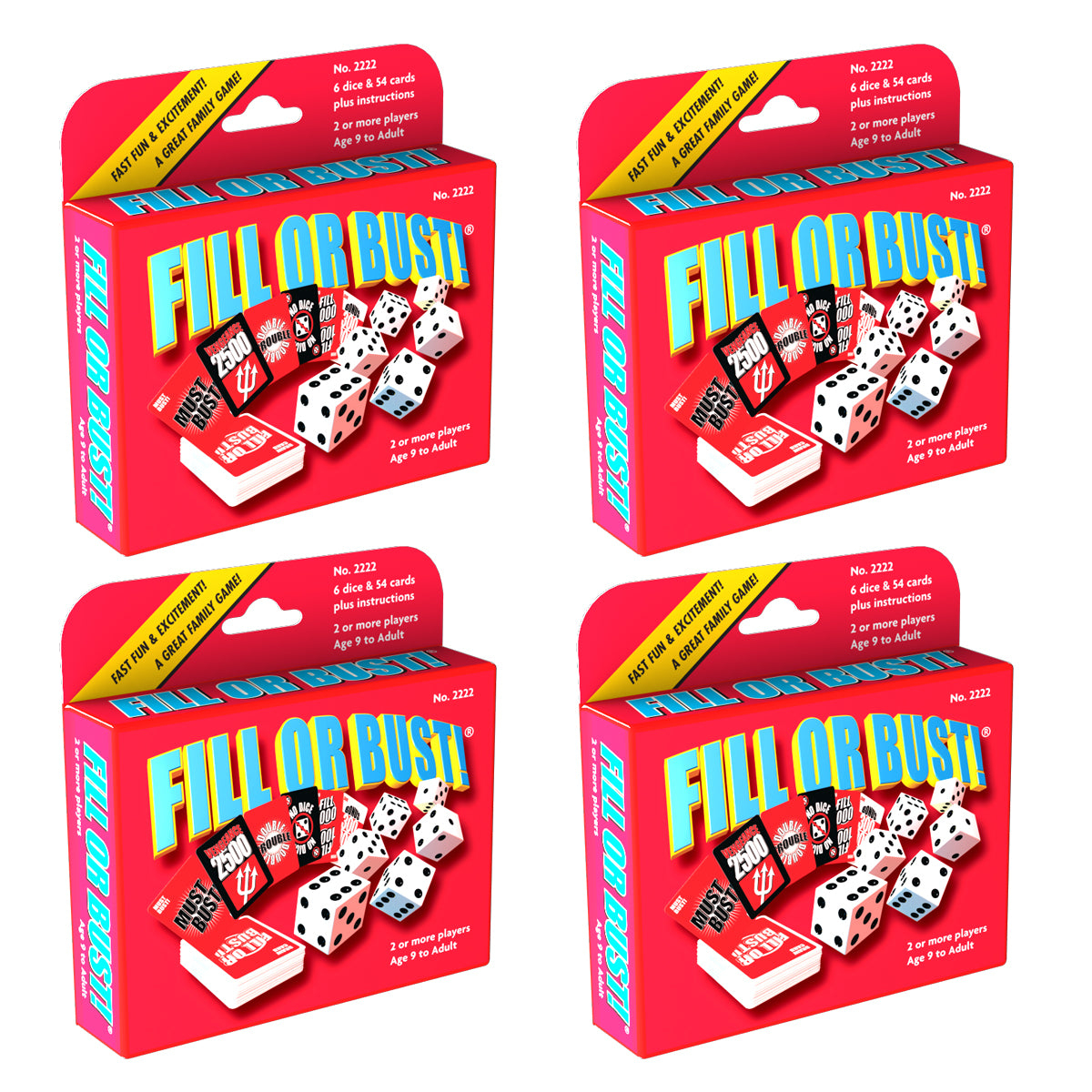 Fill Or Bust! Card & Dice Game – 4-Pack Holiday Gift Set